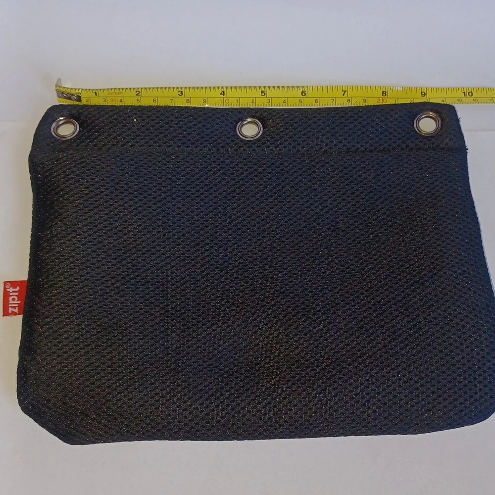 Zipit travel pouch, pencil bag, pencil pouch black with neon green zipper